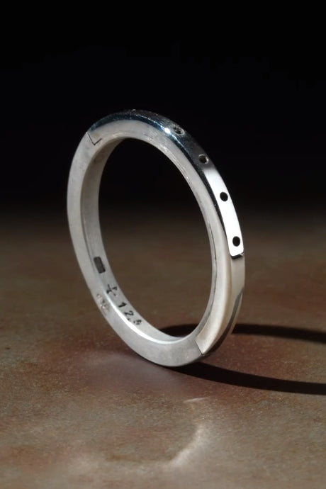 Parts of Four Sistema System Series I Basic Modular Combination Ring PS4-1301-5-DA+PA-0-4 2mm Dirty Sterling Silver+Polished Sterling Silver PPOF30